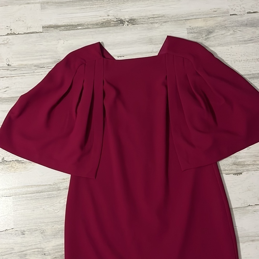 Trina Turk Fuchsia Cape-Sleeve Shift Mini Dress - Picture 5 of 10